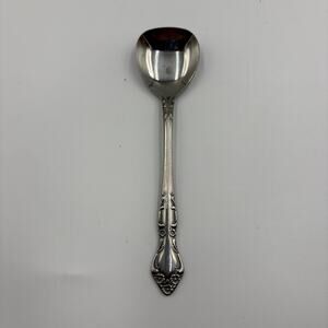 Vintage Supreme Stainless Japan Flat End Spoon Floral Pattern 5.75" Shovel End